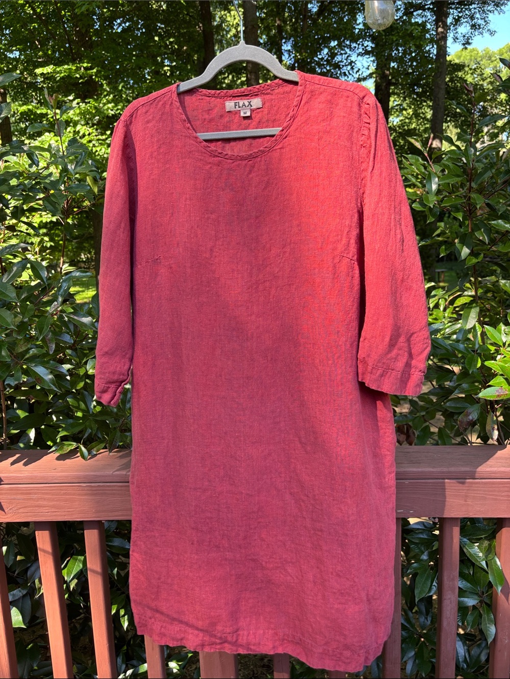 Flax. Linen Tunic Dress Long Sleeve Hip Pockets
